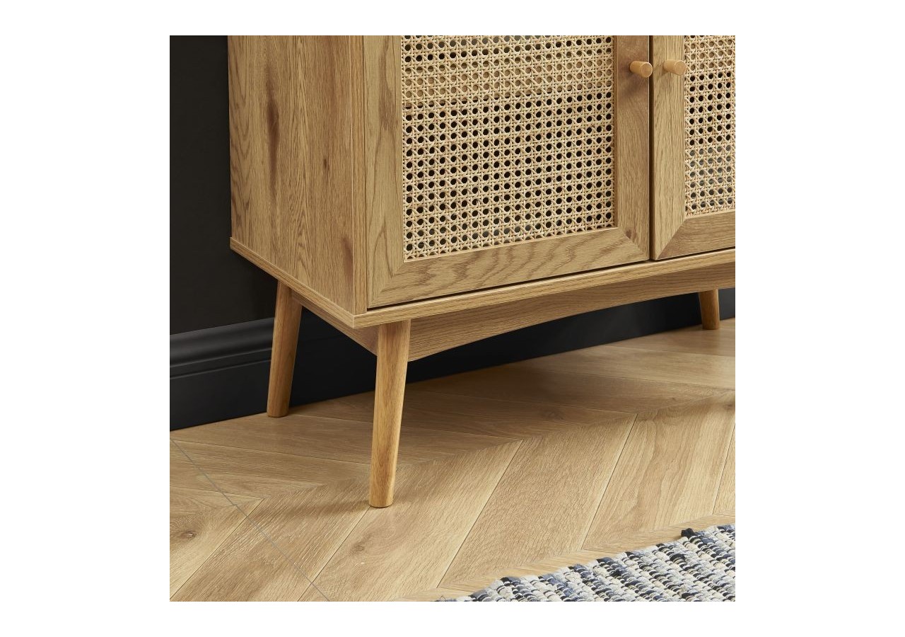 Bibliothèque INES effet chêne et cannage rotin