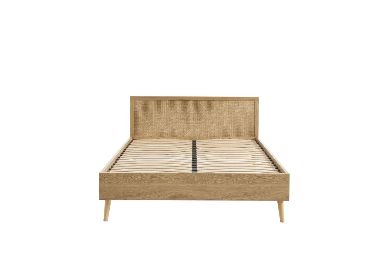 Lit double INES cannage rotin 160x200 sommier inclus