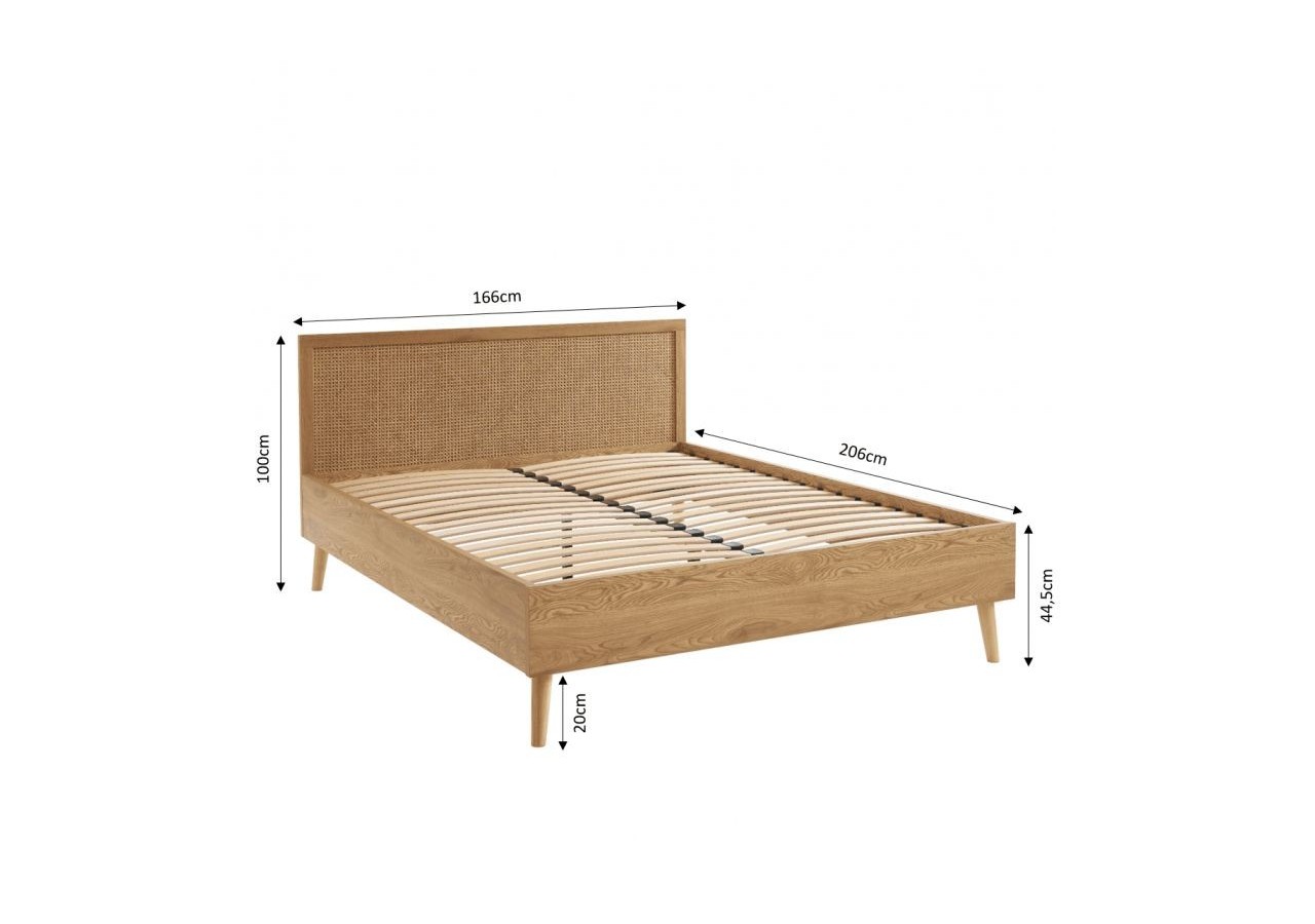 Lit double INES cannage rotin 160x200 sommier inclus