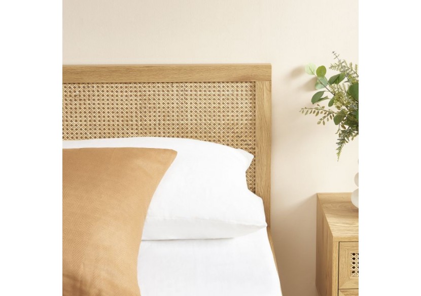 Lit double INES cannage rotin 160x200 sommier inclus