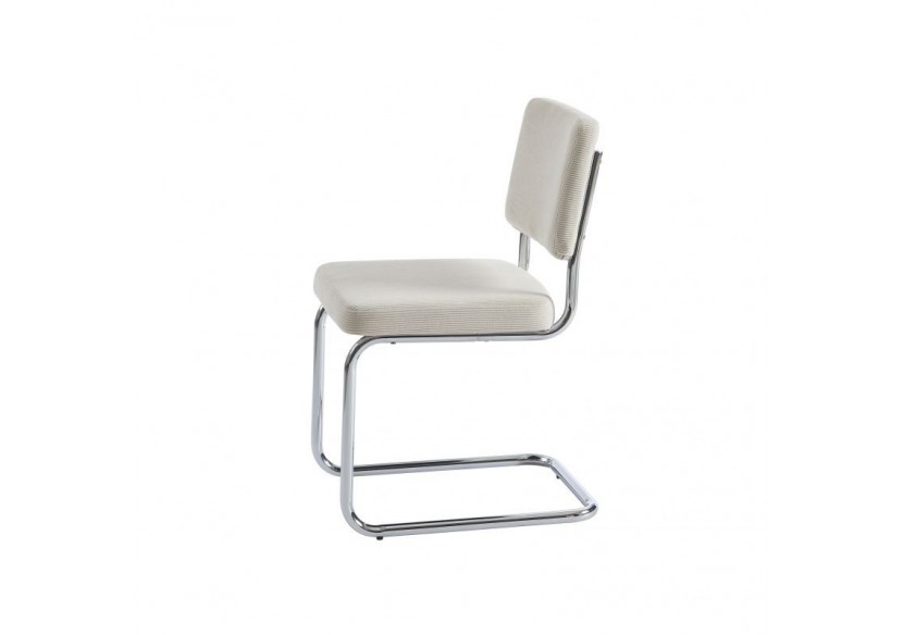 Lot de 2 chaises JACK velours côtelé écru pieds métal chromé