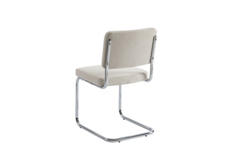 Lot de 2 chaises JACK velours côtelé écru pieds métal chromé