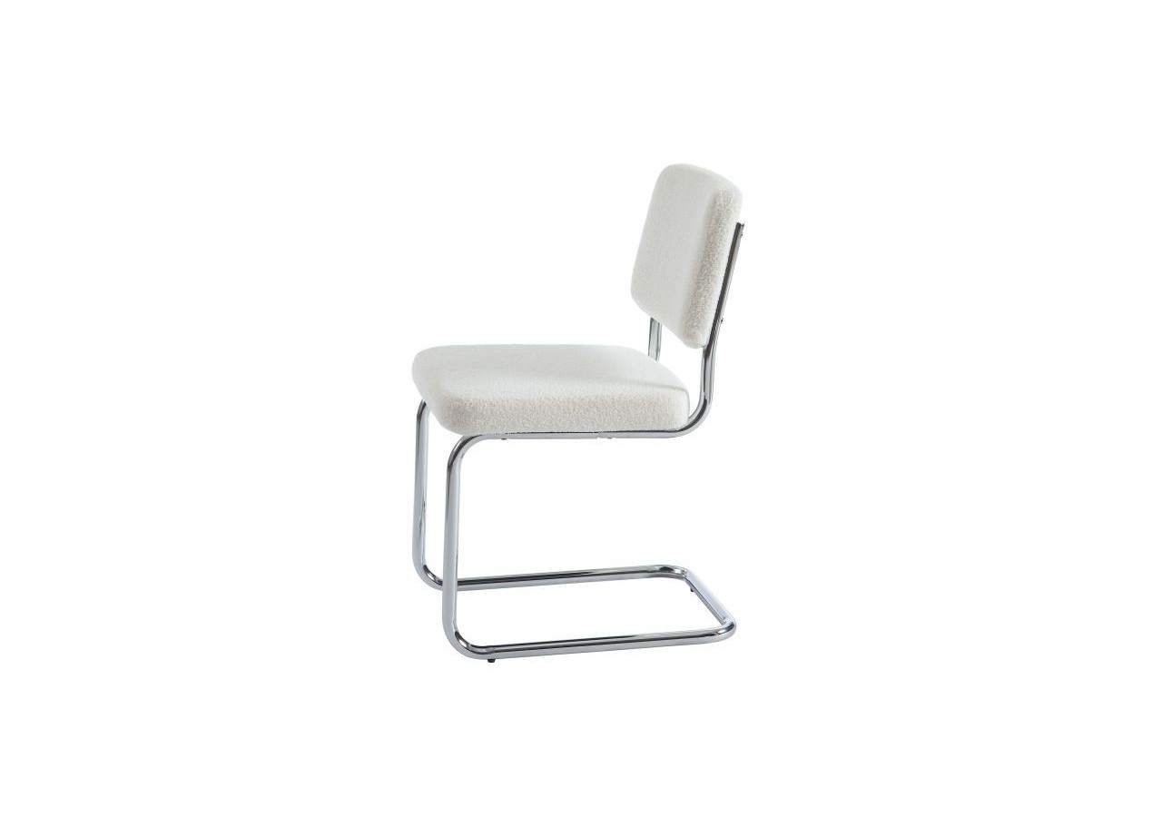 Lot de 2 chaises JACK tissu bouclette écru pieds métal chromé