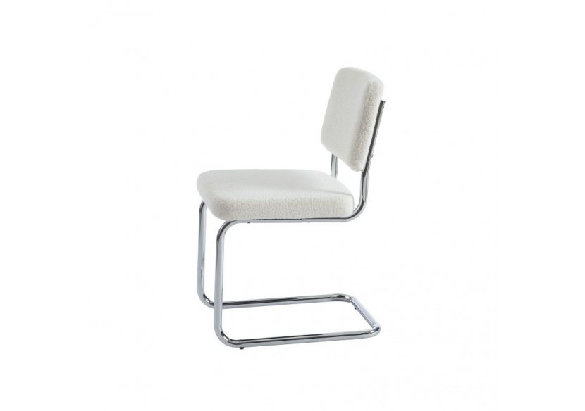 Lot de 2 chaises JACK tissu bouclette écru pieds métal chromé