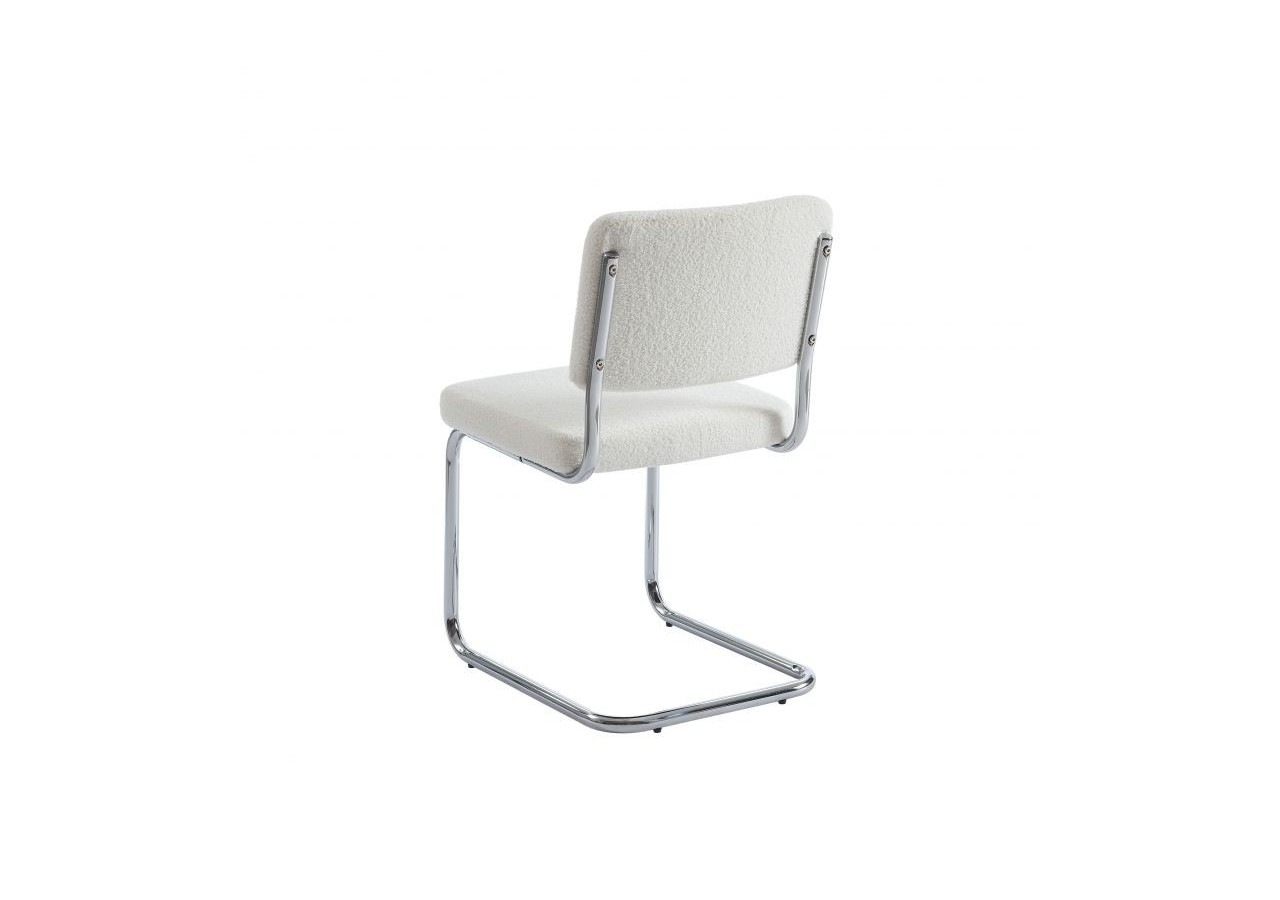 Lot de 2 chaises JACK tissu bouclette écru pieds métal chromé