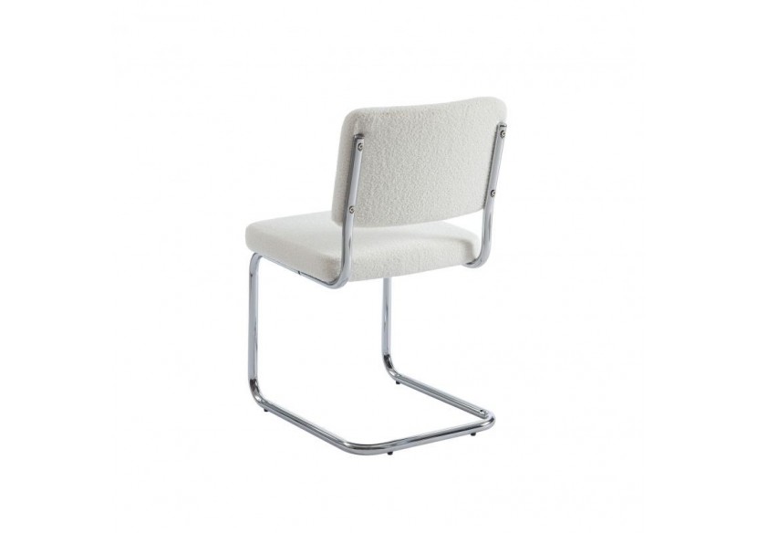 Lot de 2 chaises JACK tissu bouclette écru pieds métal chromé