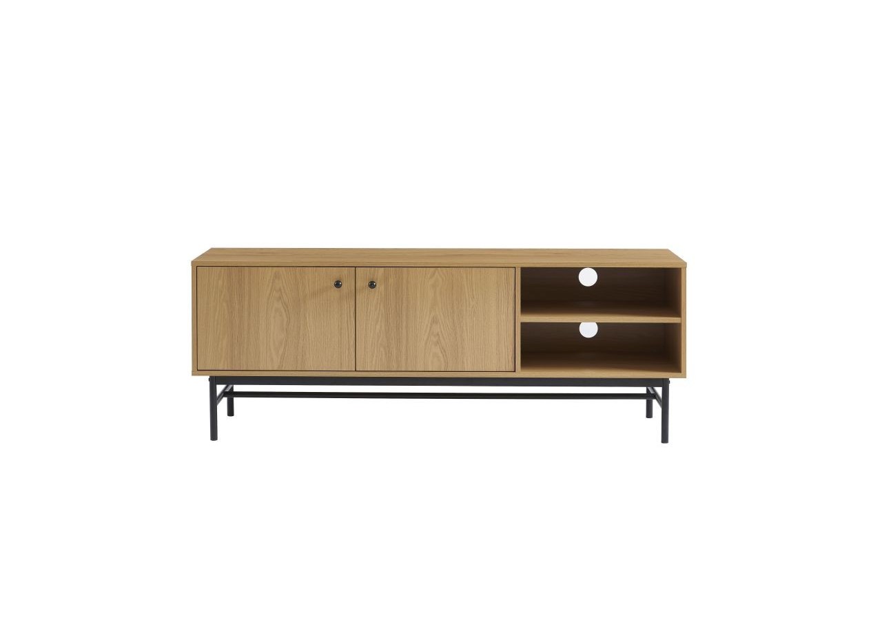 Meuble tv JAMES effet chêne pieds métal noir 150cm