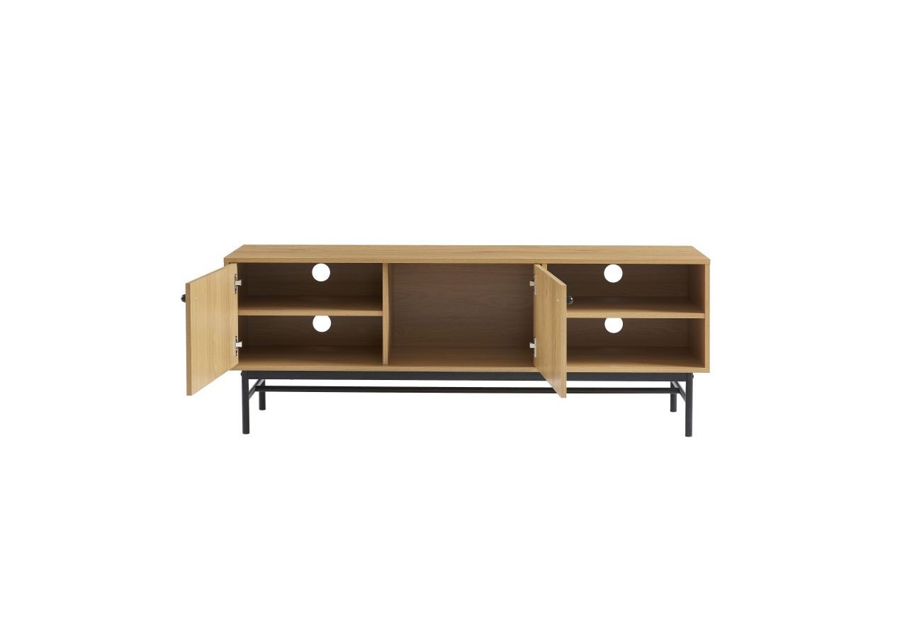 Meuble tv JAMES effet chêne pieds métal noir 150cm