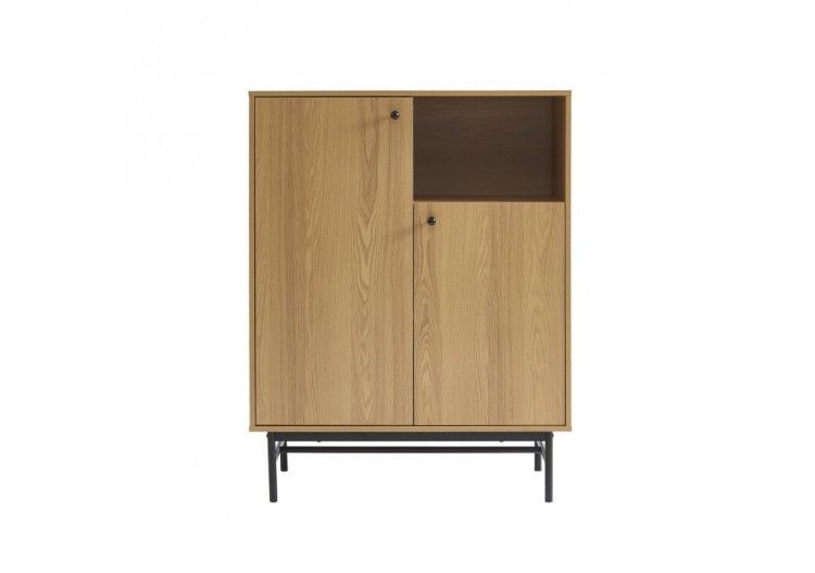 Buffet haut JAMES effet chêne pieds métal noir 90cm