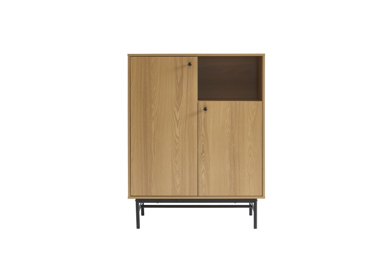 Buffet haut JAMES effet chêne pieds métal noir 90cm