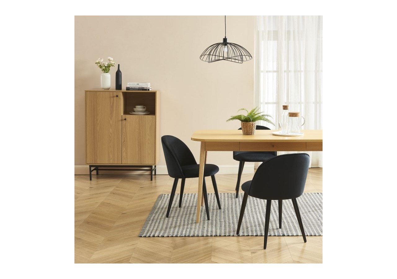 Buffet haut JAMES effet chêne pieds métal noir 90cm