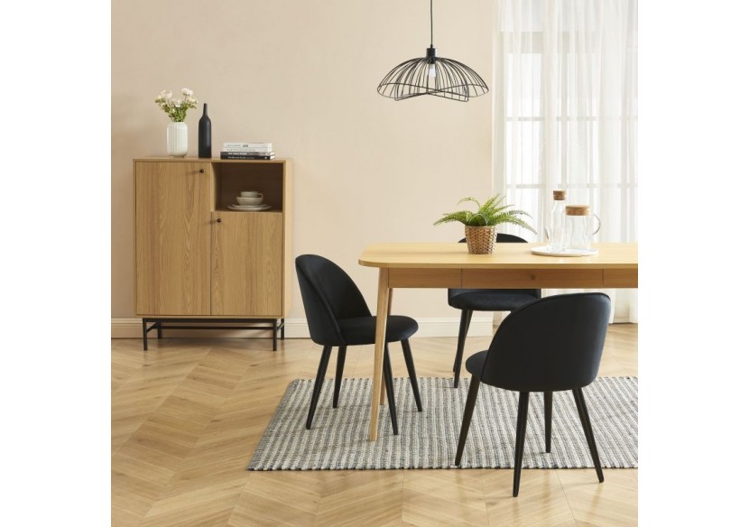 Buffet haut JAMES effet chêne pieds métal noir 90cm