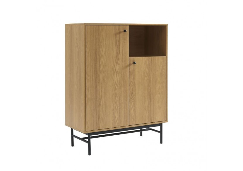 Buffet haut JAMES effet chêne pieds métal noir 90cm