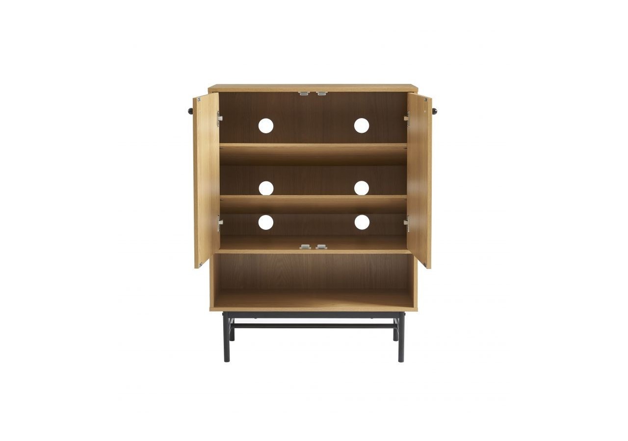 Meuble à chaussures JAMES effet chêne pieds métal noir 80cm