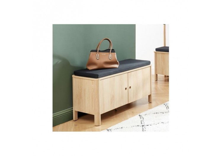 Banc à chaussures JAPENDI effet chêne et gris anthracite 100cm 2