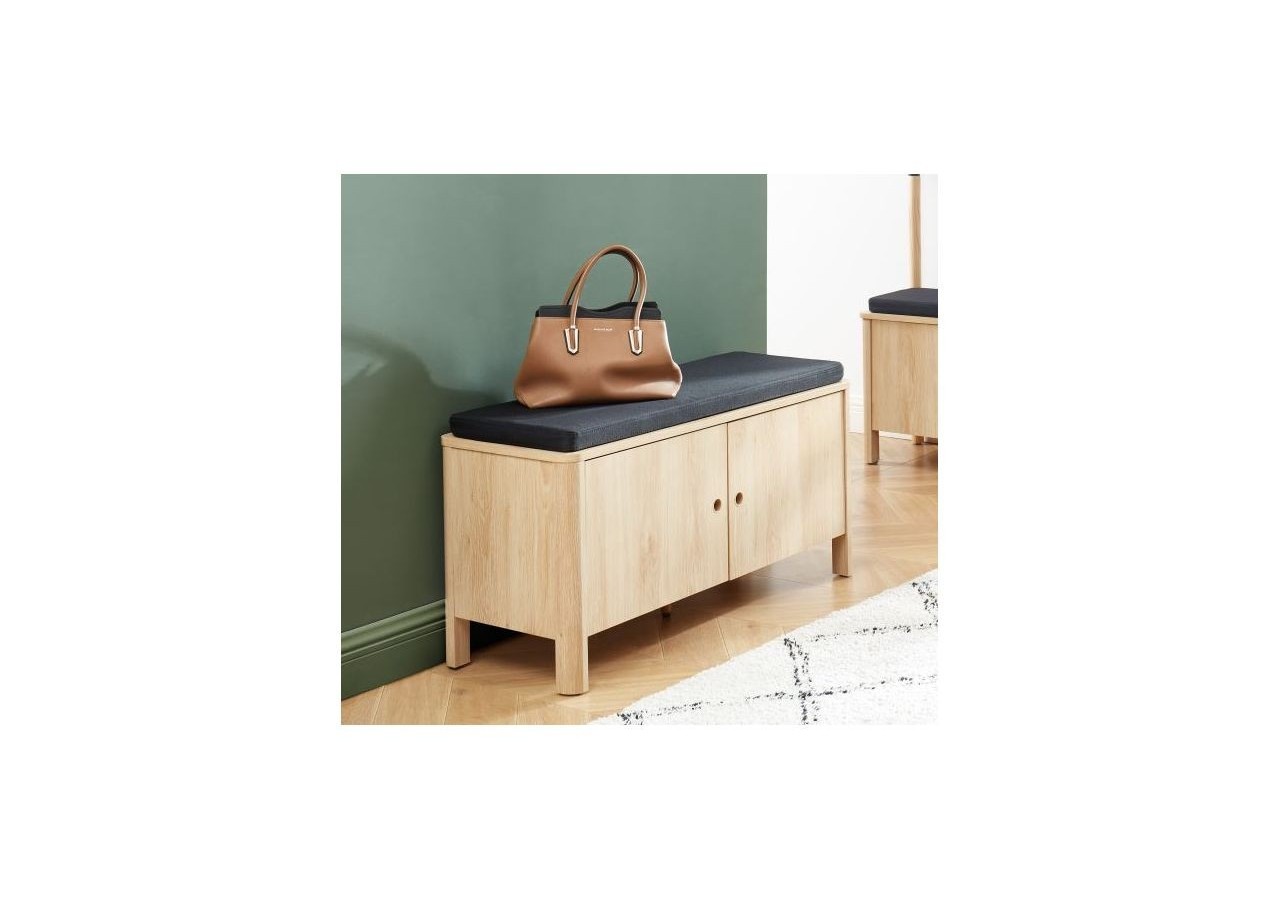 Banc à chaussures JAPENDI effet chêne et gris anthracite 100cm