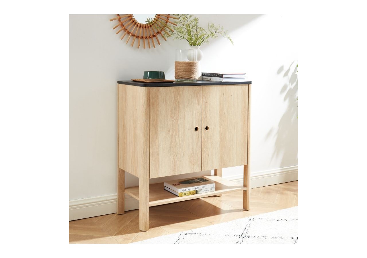 Buffet JAPENDI effet chêne et gris anthracite 80cm