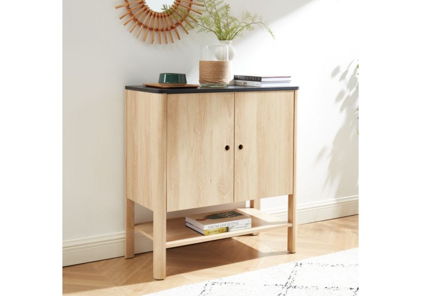 Buffet JAPENDI effet chêne et gris anthracite 80cm