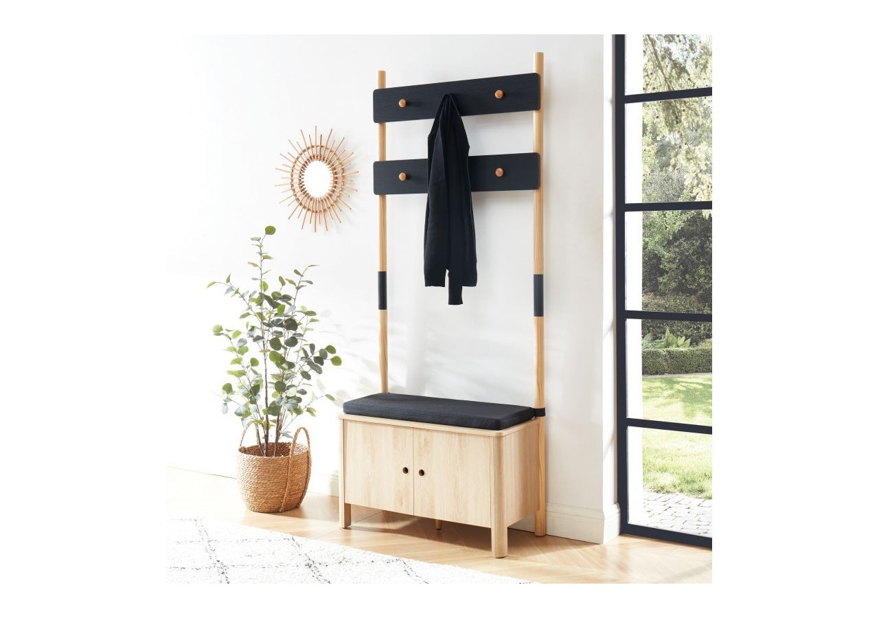 Vestiaire d'entrée JAPENDI effet chêne et gris anthracite h185cm