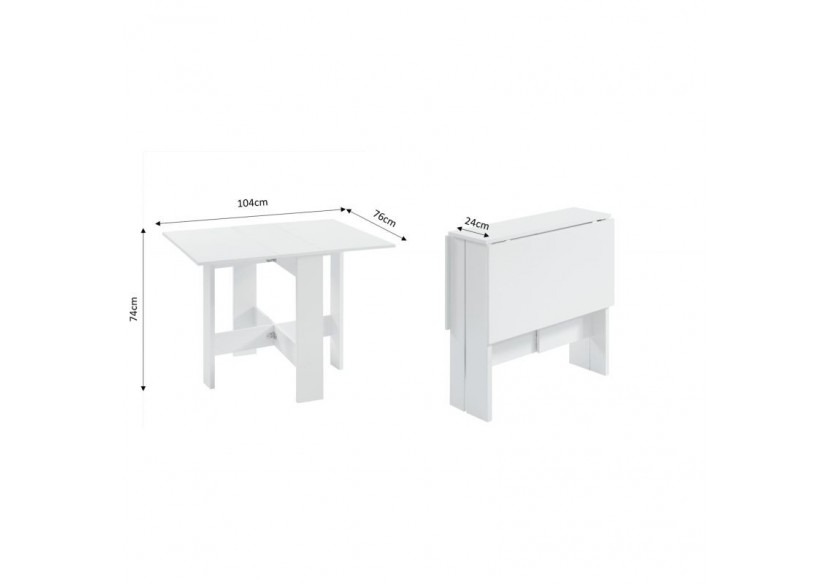 Table pliable JUNO blanc 104cm