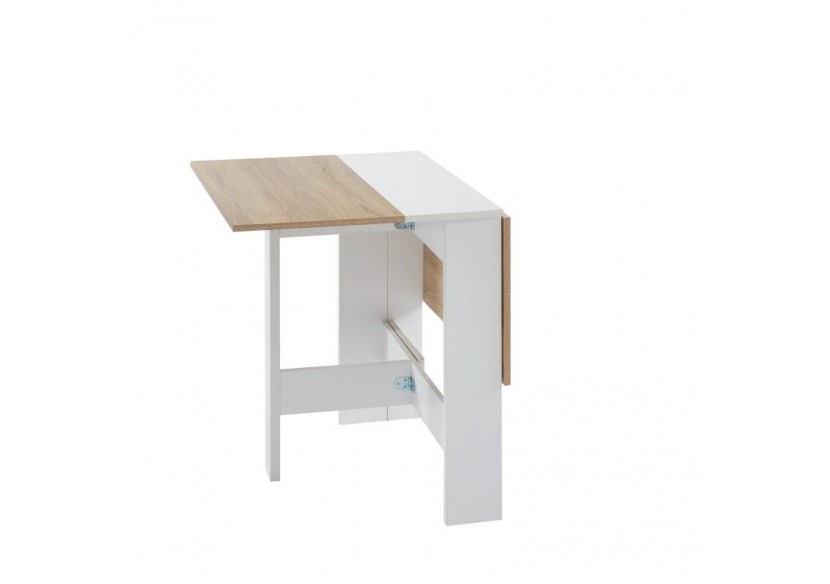 Table pliable JUNO blanc et effet chêne 104cm