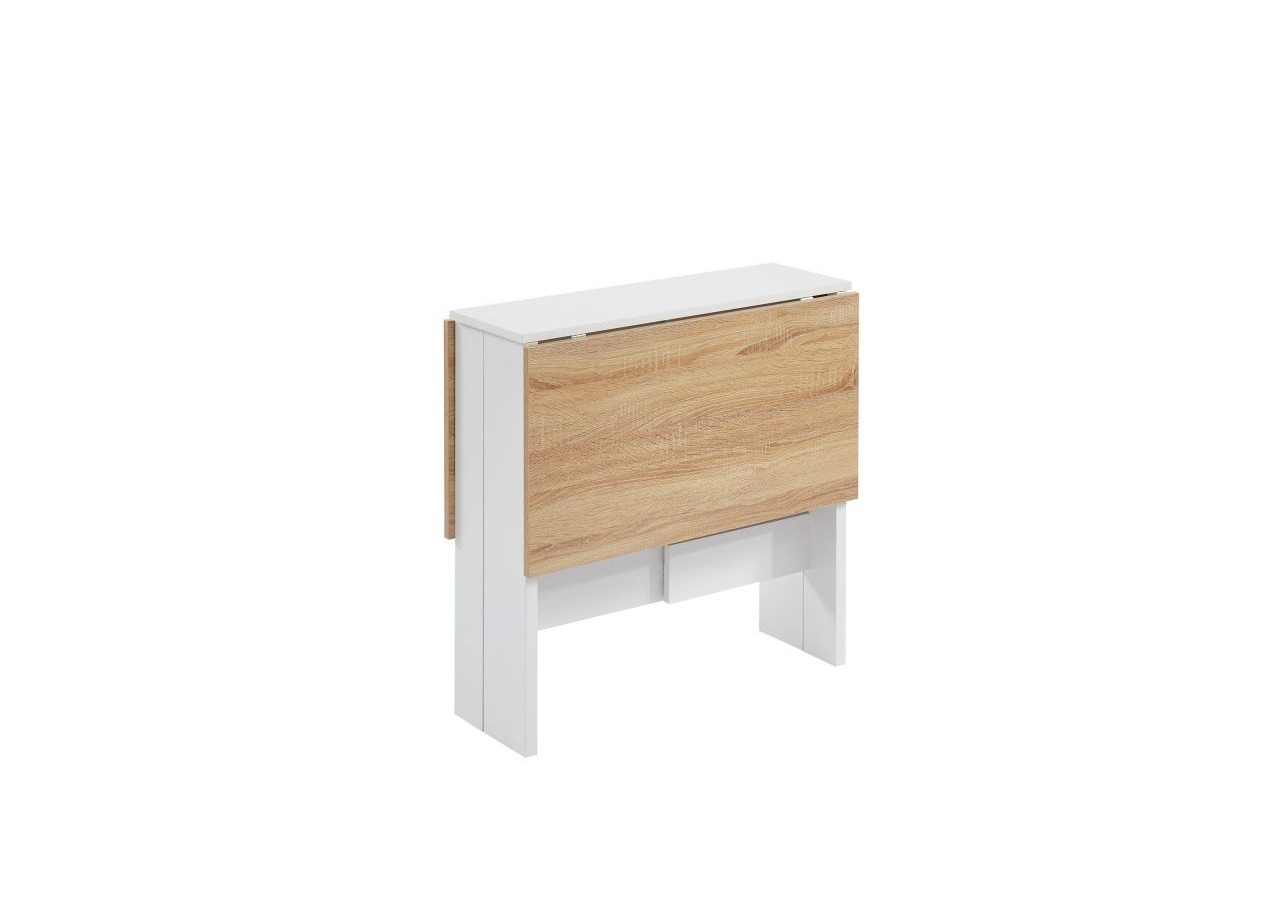 Table pliable JUNO blanc et effet chêne 104cm