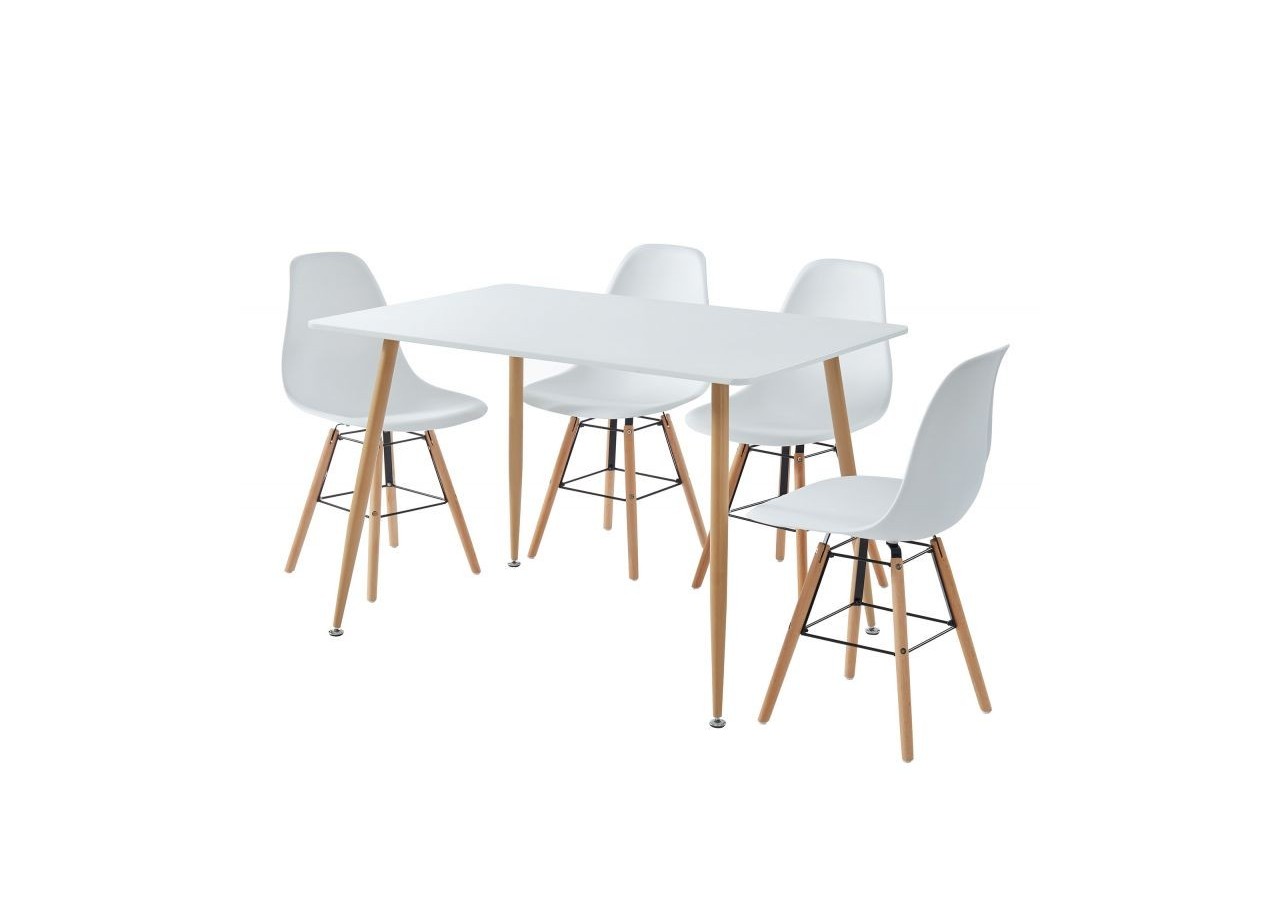 Ensemble repas KITTOS laqué blanc mat 4 personnes 120cm