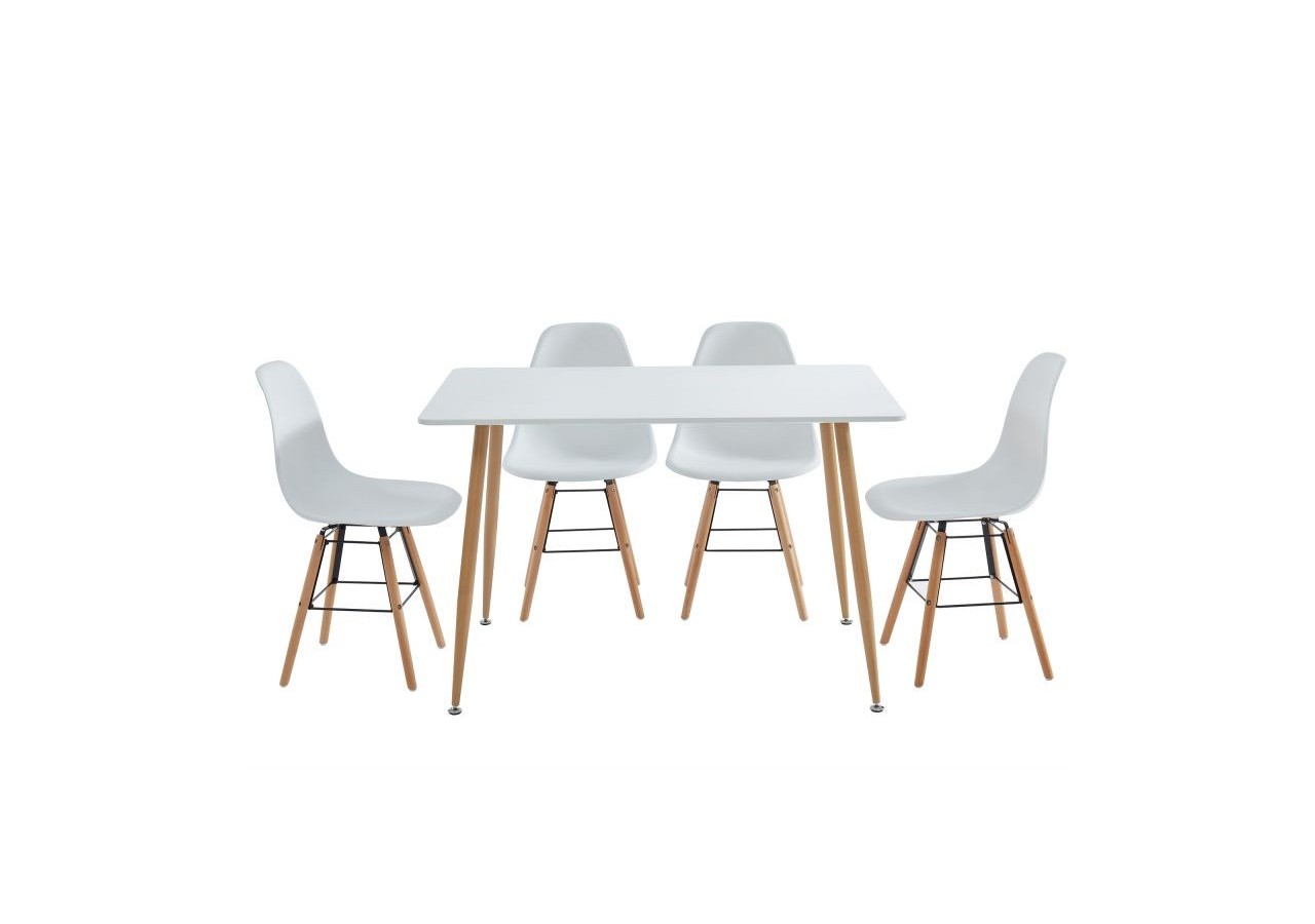 Ensemble repas KITTOS laqué blanc mat 4 personnes 120cm