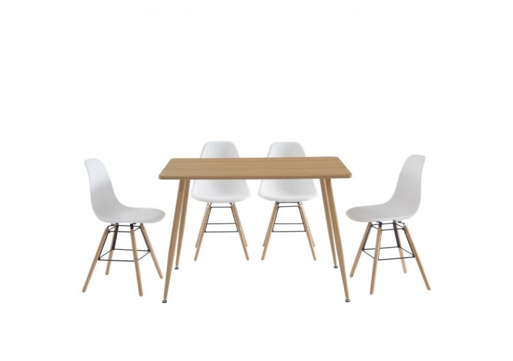 Ensemble repas KITTOS blanc et effet chêne 4 personnes