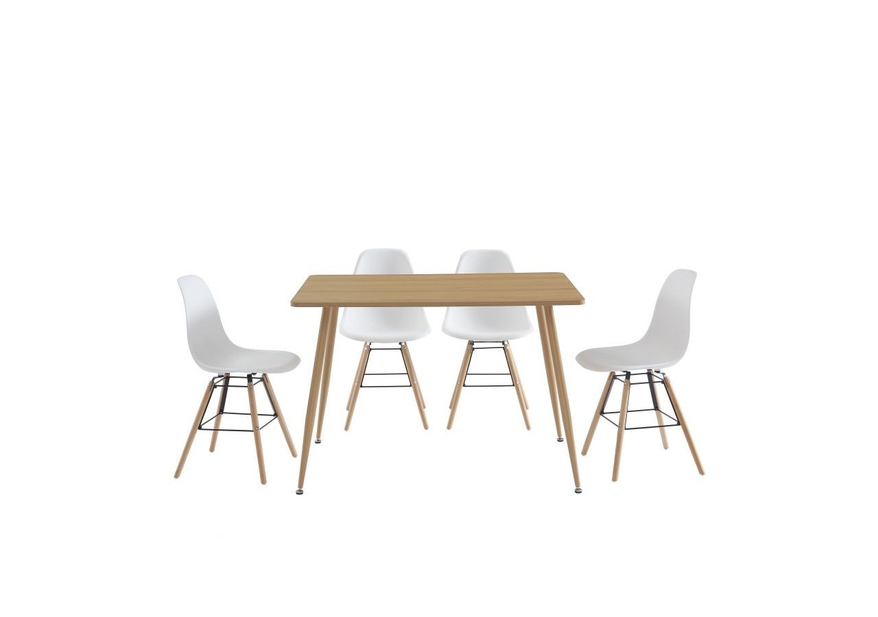 Ensemble repas KITTOS blanc et effet chêne 4 personnes