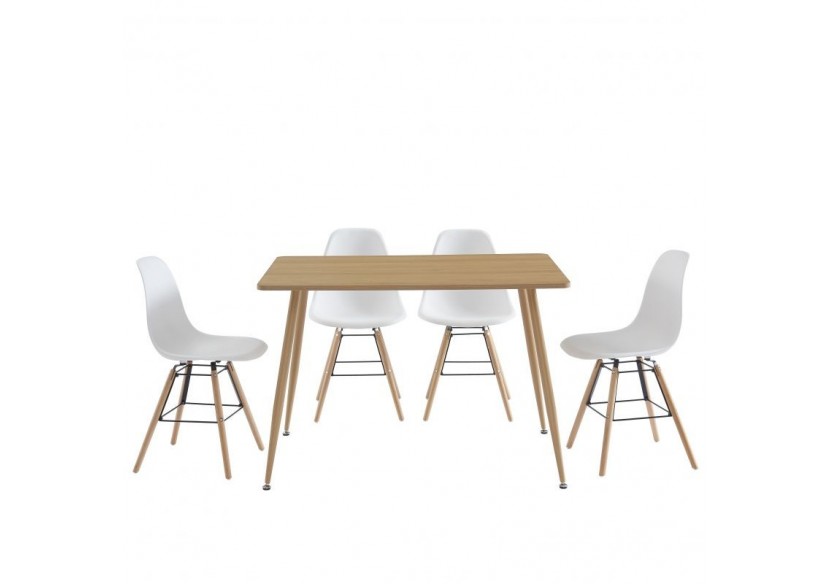 Ensemble repas KITTOS blanc et effet chêne 4 personnes