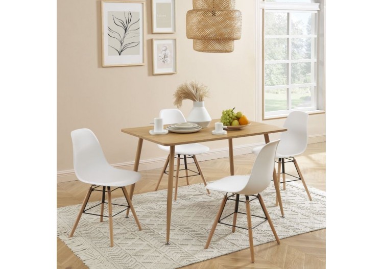 Ensemble repas KITTOS blanc et effet chêne 4 personnes 2