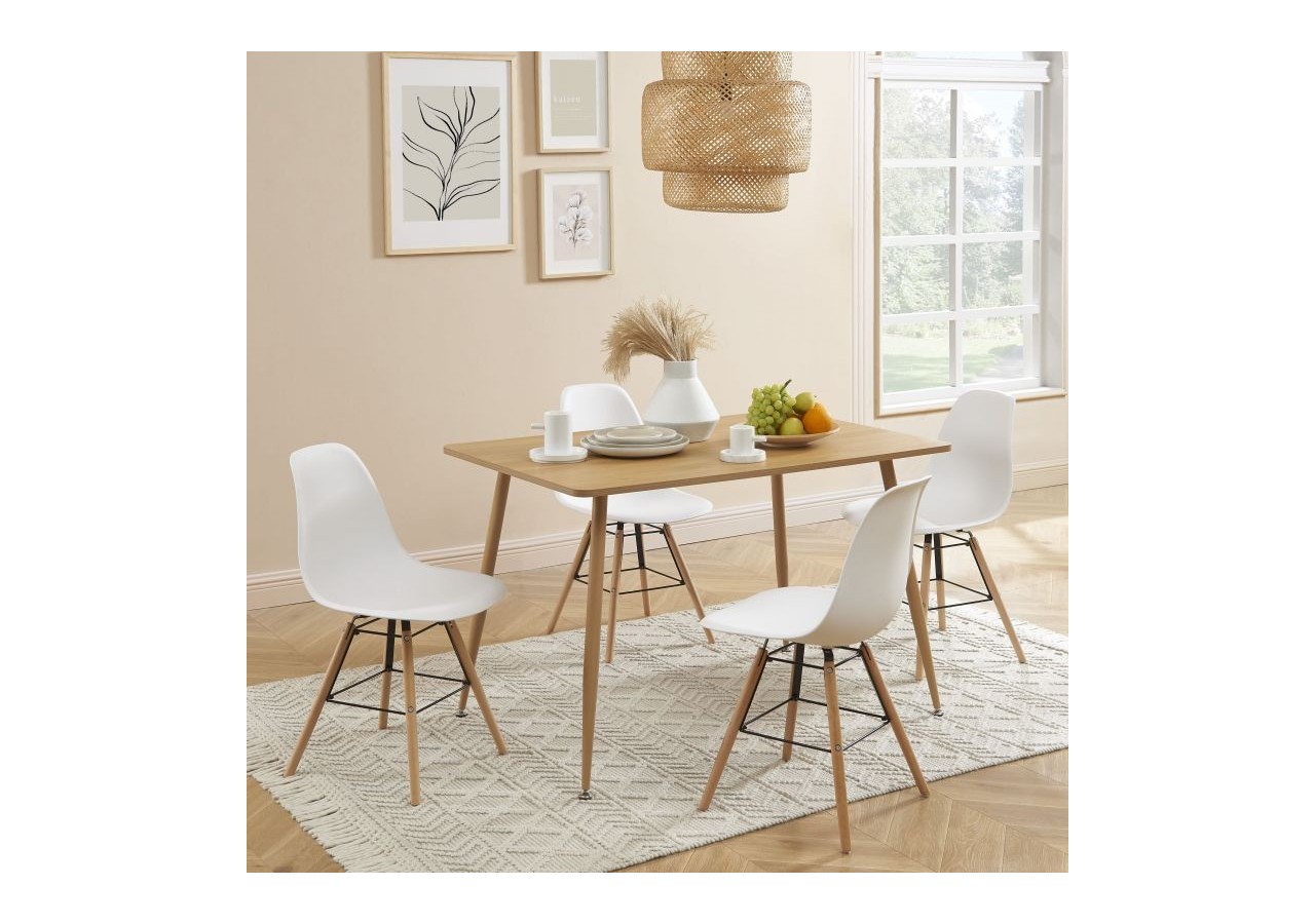 Ensemble repas KITTOS blanc et effet chêne 4 personnes