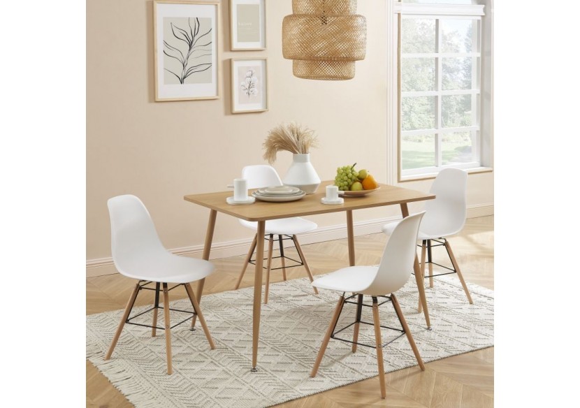 Ensemble repas KITTOS blanc et effet chêne 4 personnes