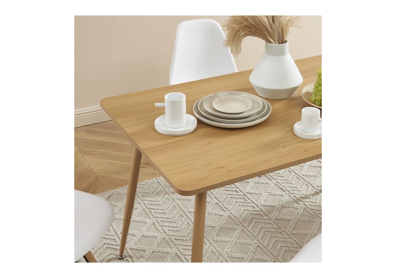 Ensemble repas KITTOS blanc et effet chêne 4 personnes