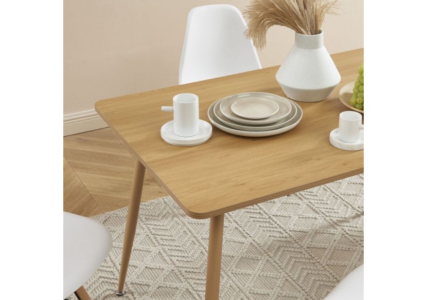 Ensemble repas KITTOS blanc et effet chêne 4 personnes