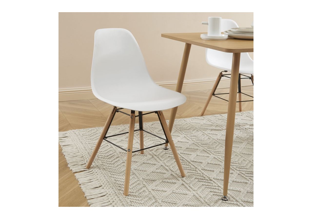 Ensemble repas KITTOS blanc et effet chêne 4 personnes