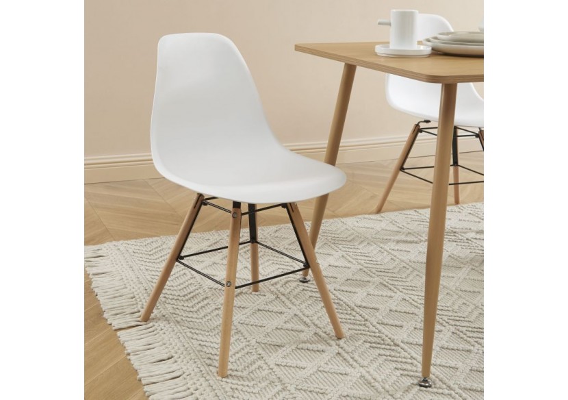 Ensemble repas KITTOS blanc et effet chêne 4 personnes