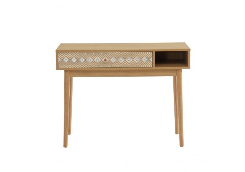 Console LEIKA blanc et effet chêne 1 tiroir 100cm