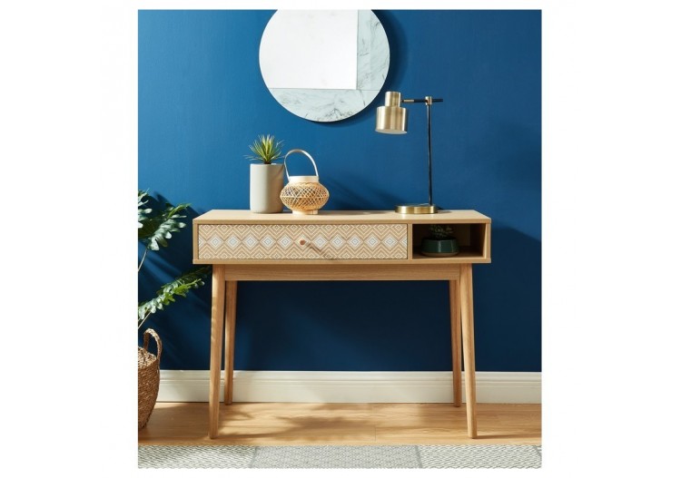 Console LEIKA blanc et effet chêne 1 tiroir 100cm 2