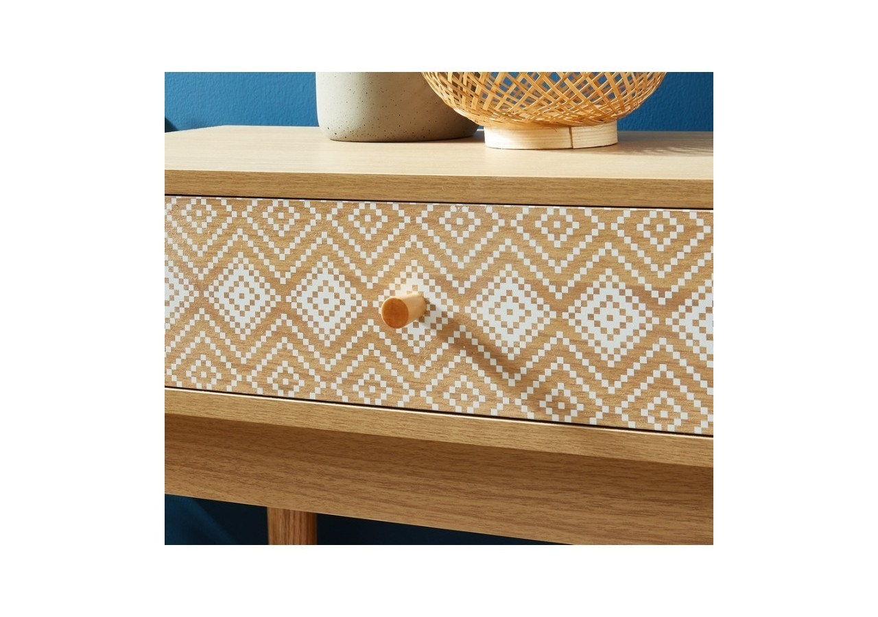 Console LEIKA blanc et effet chêne 1 tiroir 100cm