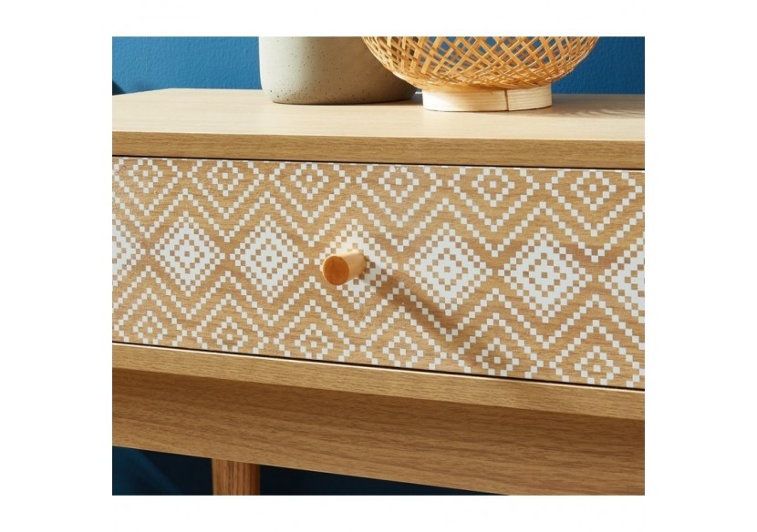 Console LEIKA blanc et effet chêne 1 tiroir 100cm