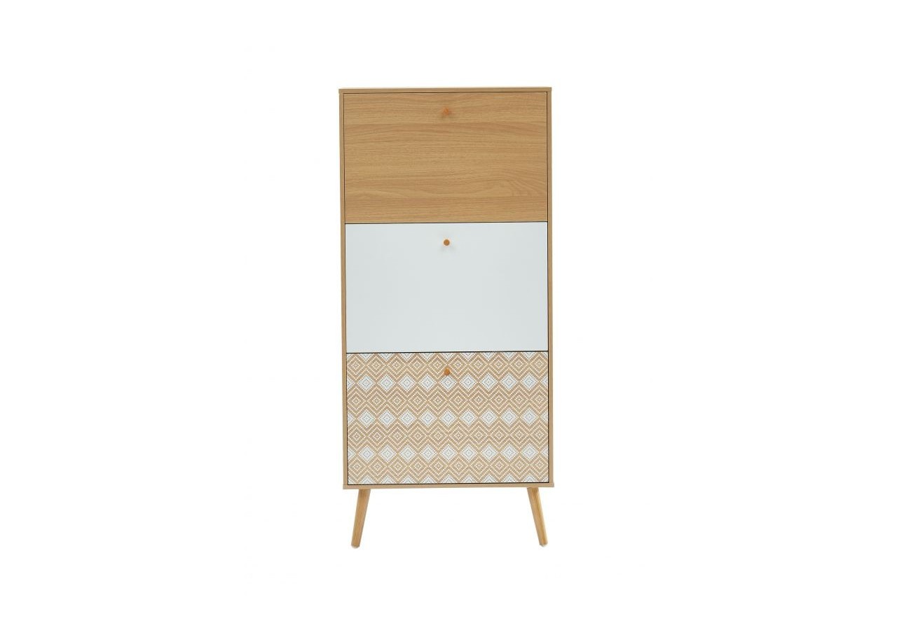 Meuble a chaussures LEIKA motifs et effet chêne 3 portes 60cm