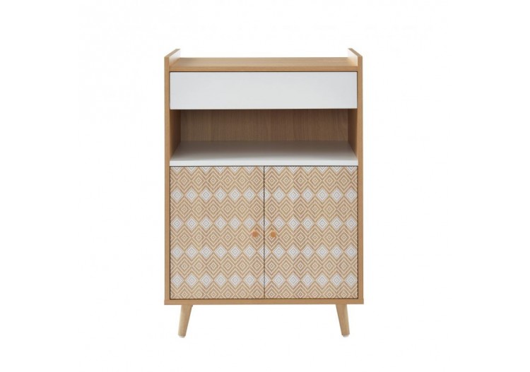 Desserte de cuisine LEIKA effet chêne et motifs blancs 60cm