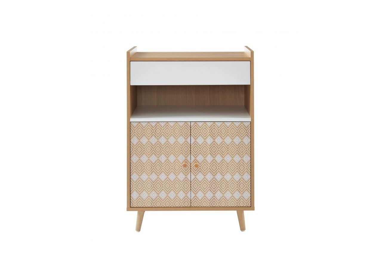 Desserte de cuisine LEIKA effet chêne et motifs blancs 60cm