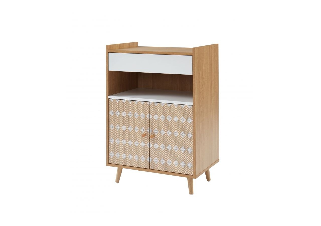 Desserte de cuisine LEIKA effet chêne et motifs blancs 60cm