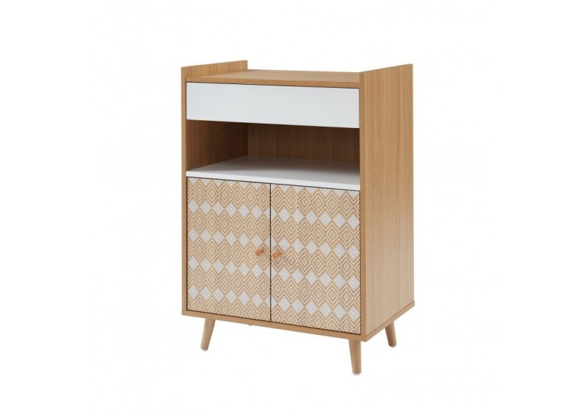 Desserte de cuisine LEIKA effet chêne et motifs blancs 60cm