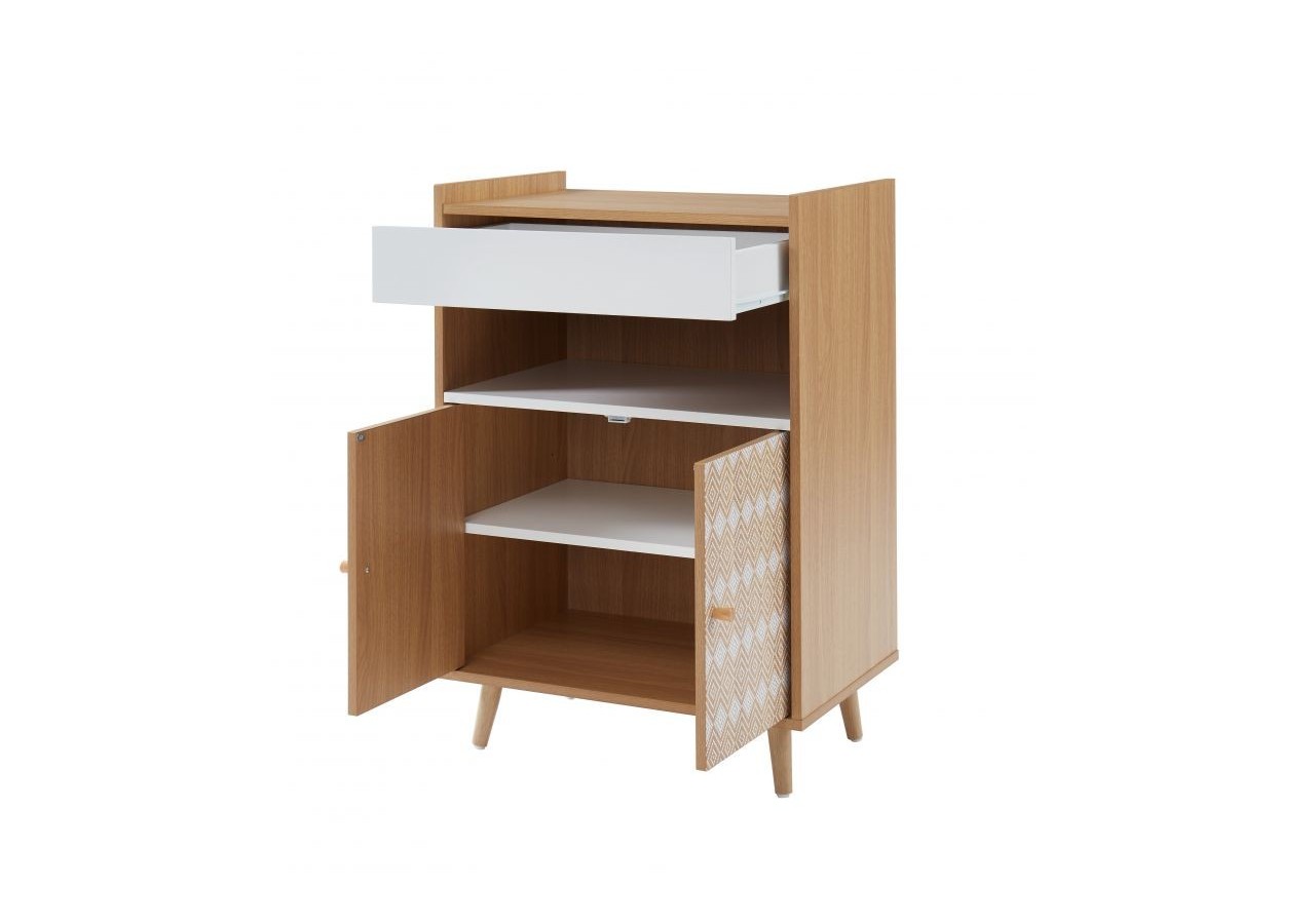 Desserte de cuisine LEIKA effet chêne et motifs blancs 60cm