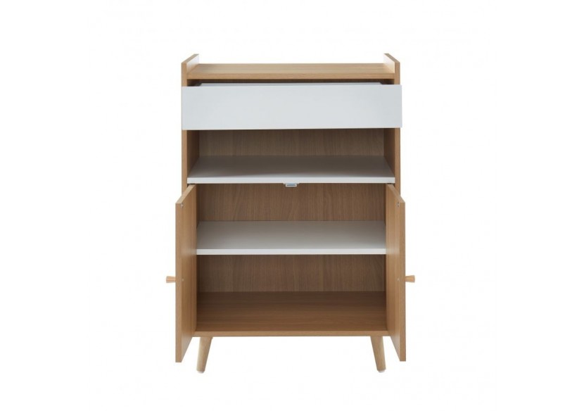 Desserte de cuisine LEIKA effet chêne et motifs blancs 60cm