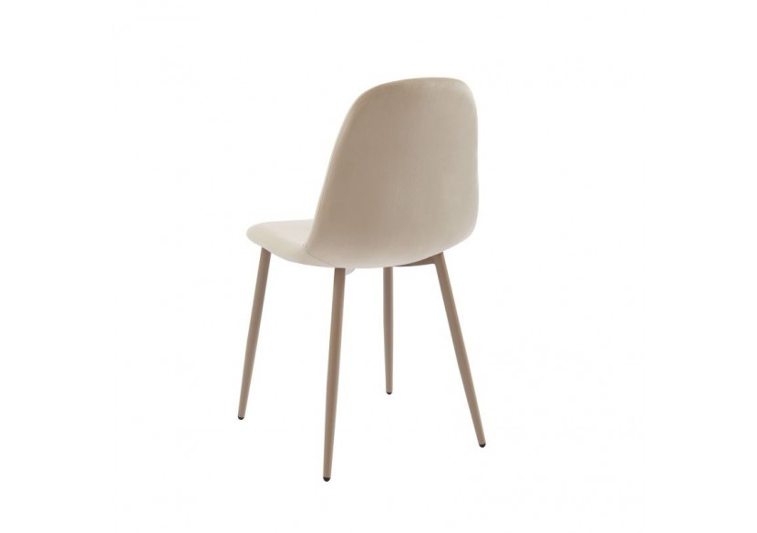 Lot de 4 chaises LENA velours beige sable pieds en métal